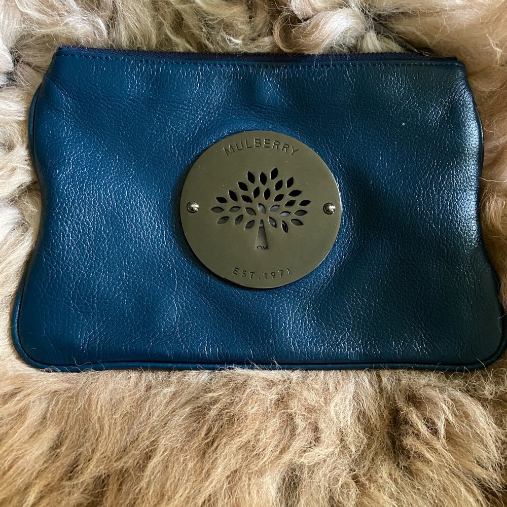 Mulberry Stunning Pouch Bag Clutch Blue Top Zip makeup bag